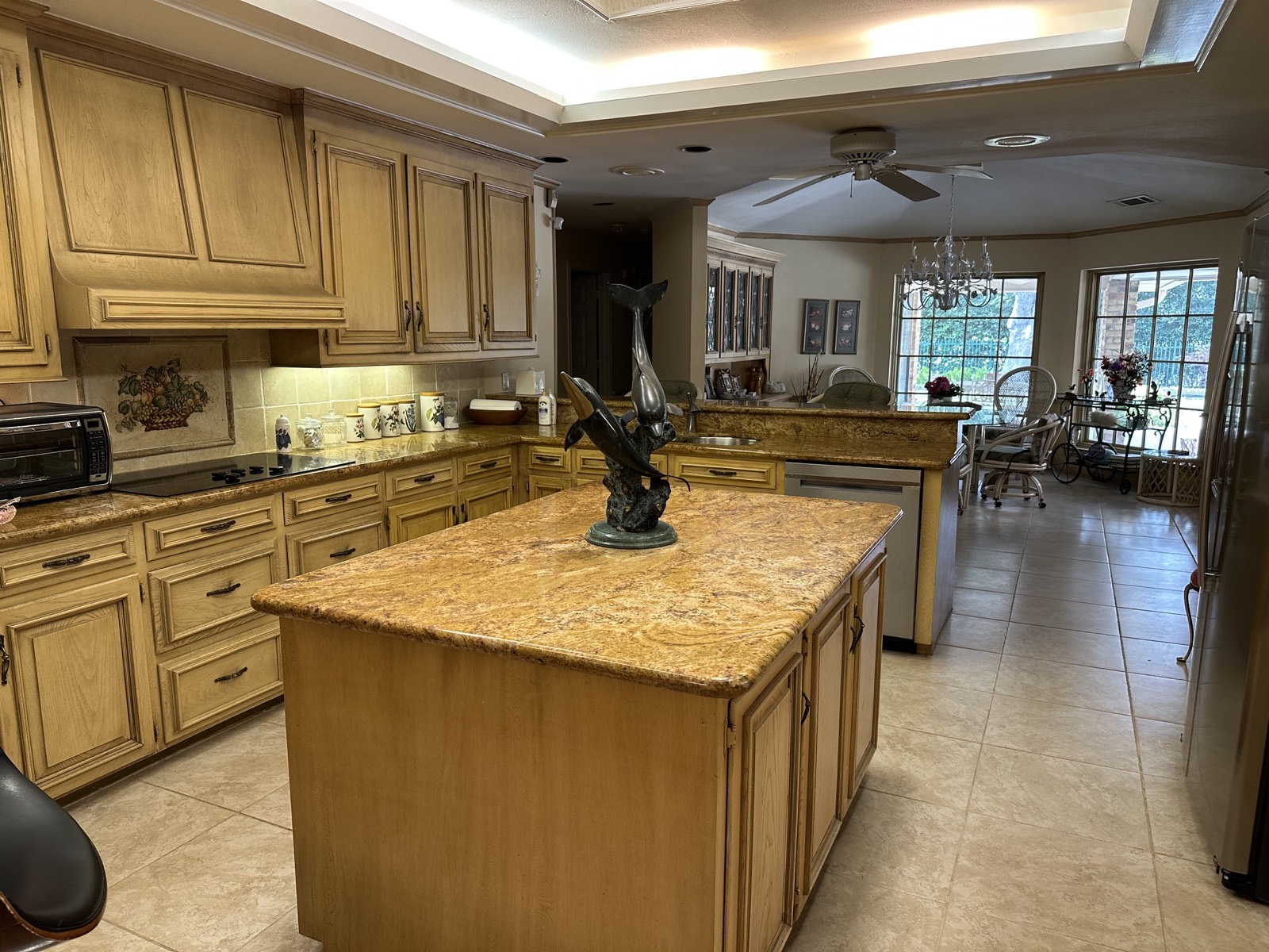 Kitchen island with granite countertop